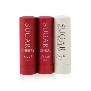 Sugar Lip Treatment Trio Set: 1x Sugar Lip Treatment Advanced Therapy - 2.2g/0.07oz + 2x Mini Sugar Lip Treatment SPF 15 (#Coral + #Cherry)