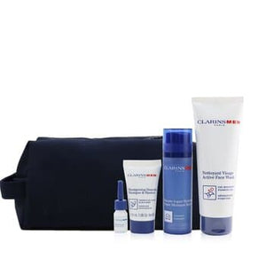 Men Essentials 4-Pieces Set: Super Moisture Balm 50ml + Active Face Wash 125ml + Shampoo & Shower 30ml + Shave Ease Oil 3ml