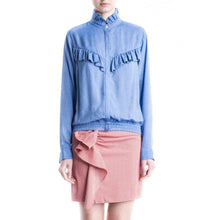 Load image into Gallery viewer, Alia viscose denim ruffle blouse Women Clothing Designers Remix 34 
