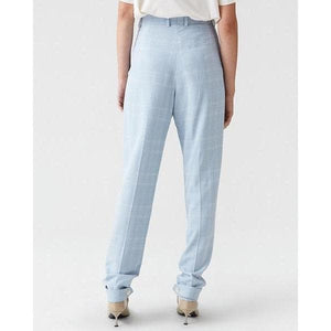 Alta light blue checked cuff tapered pants Women Clothing Hope 