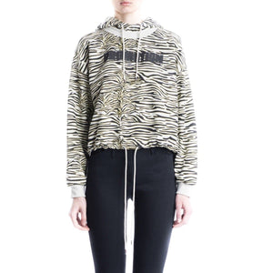 Angie zebra print cotton hoodie sweat Women Clothing Won Hundred XS 