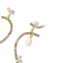 Load image into Gallery viewer, Asymmetrical curved crystal pearl drop earrings Women Jewellery Joomi Lim 
