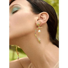 Load image into Gallery viewer, Asymmetrical curved crystal pearl drop earrings Women Jewellery Joomi Lim 

