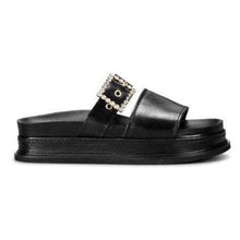 Load image into Gallery viewer, Babe leather strass buckle platform slides WOMEN SHOES Hope 
