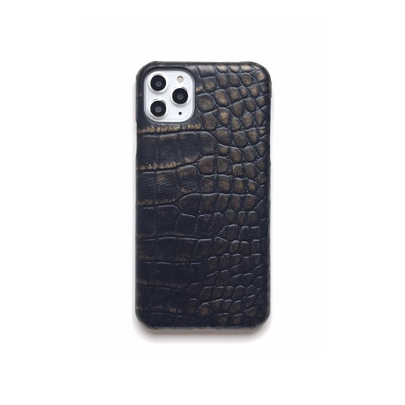 Black gold croc effect leather iPhone case ACCESSORIES DTSTYLE 