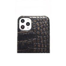 Load image into Gallery viewer, Black gold croc effect leather iPhone case ACCESSORIES DTSTYLE 
