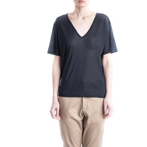 black v-neck lyocell T-shirt Women Clothing Hope 34 