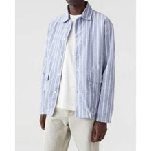 將圖片載入圖庫檢視器 Blue Stripe Cotton Light overshirt Men Clothing Hope 48 
