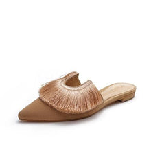 Load image into Gallery viewer, Brenle fringe embellished suede mules WOMEN SHOES SCHUTZ 35 Neutrals 
