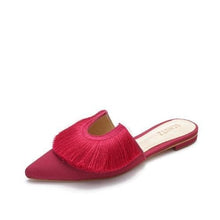 Load image into Gallery viewer, Brenle fringe embellished suede mules WOMEN SHOES SCHUTZ 35 Pink 

