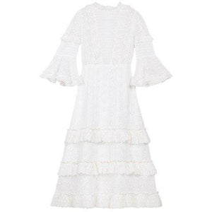 Broderie anglaise cotton ruffled midi dress Women Clothing ByTiMo XS 