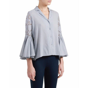 Broderie anglaise flared blouse Women Clothing ByTiMo 