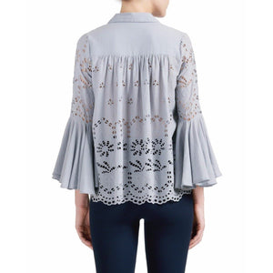 Broderie anglaise flared blouse Women Clothing ByTiMo XS 