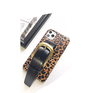 Brown leopard printed leather buckle iPhone case ACCESSORIES DTSTYLE 