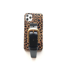 將圖片載入圖庫檢視器 Brown leopard printed leather buckle iPhone case ACCESSORIES DTSTYLE 
