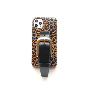 Brown leopard printed leather buckle iPhone case ACCESSORIES DTSTYLE 