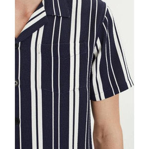 Cave navy stripe short sleeves shirt Men Clothing Libertine-Libertine 