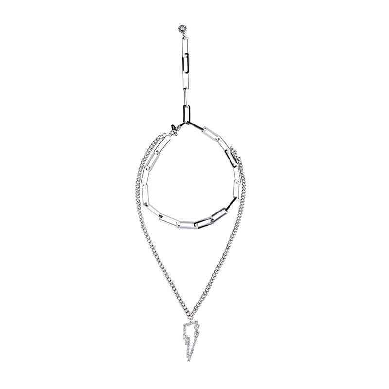 Chain layered crystal lightning bolt charm choker Women Jewellery Joomi Lim Silver 