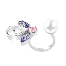 將圖片載入圖庫檢視器 Colour crystals and pearl open ring Women Jewellery Joomi Lim Silver 
