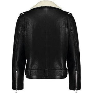 Craig shearling collar leather biker jacket Men Clothing Won Hundred 