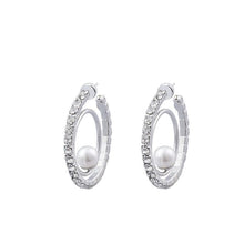 Load image into Gallery viewer, Crystal affixed pearls hoop earrings Women Jewellery Joomi Lim 
