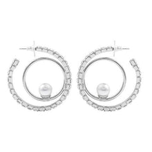 Load image into Gallery viewer, Crystal affixed pearls hoop earrings Women Jewellery Joomi Lim 

