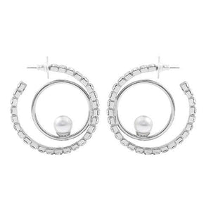 Crystal affixed pearls hoop earrings Women Jewellery Joomi Lim 