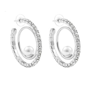 Crystal affixed pearls hoop earrings Women Jewellery Joomi Lim Silver 