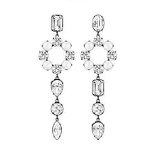 Load image into Gallery viewer, Crystal asymmetrical charm silver drop earrings Women Jewellery Joomi Lim Crystal &amp; Pearl w/ Ear Clip 
