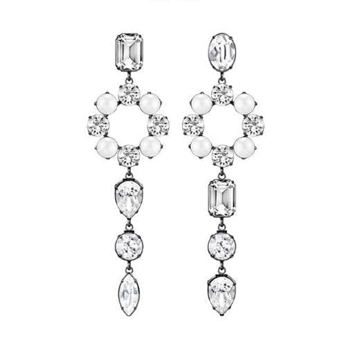 Crystal asymmetrical charm silver drop earrings Women Jewellery Joomi Lim Crystal & Pearl w/ Ear Clip 