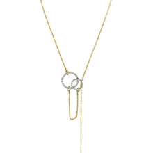 Load image into Gallery viewer, Crystal double-hoop &amp; chain lariat necklace Women Jewellery Joomi Lim Gold 
