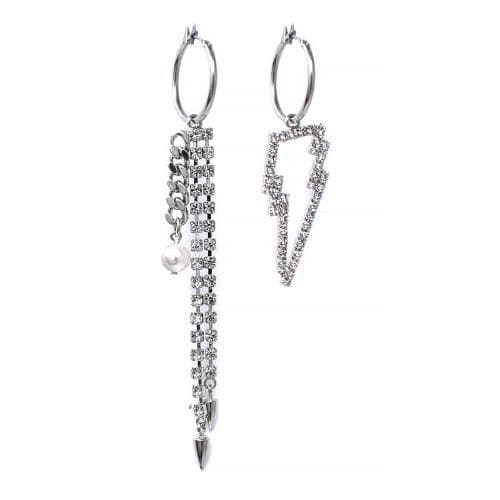Crystal fringe and pearl asymmetric hoop earrings Women Jewellery Joomi Lim Silver 