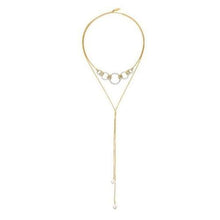Load image into Gallery viewer, Crystal hoop wrap-around with pearl chain necklace Women Jewellery Joomi Lim Gold 
