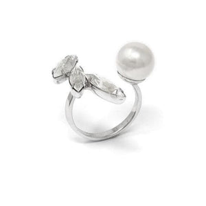 Crystals and pearls open ring Women Jewellery Joomi Lim Silver 