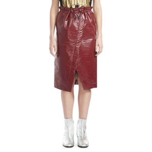 Devon shiny coated drawstring midi skirt Women Clothing Designers Remix 