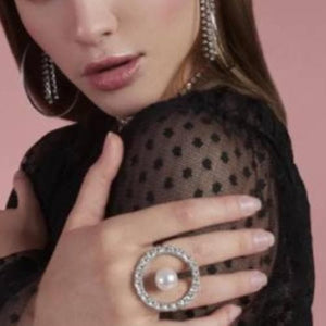 Double fingers crystal and pearl hoop ring Women Jewellery Joomi Lim 