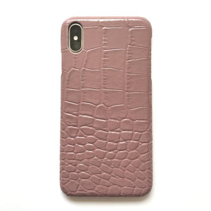 Dusty pink croc effect leather iPhone case ACCESSORIES DTSTYLE 