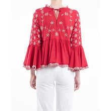 Load image into Gallery viewer, Fleur Anglaise embroidered flared blouse Women Clothing ByTiMo 
