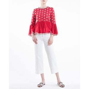 Fleur Anglaise embroidered flared blouse Women Clothing ByTiMo 