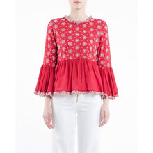 Load image into Gallery viewer, Fleur Anglaise embroidered flared blouse Women Clothing ByTiMo XS 
