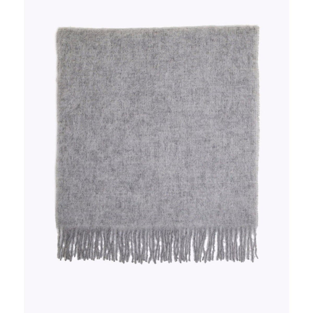 Fresia grey fringed alpaca wool knitted scarf ACCESSORIES Holzweiler O/S 