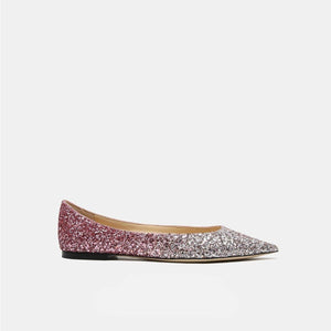 Glittered point-toe flats WOMEN SHOES UKKU Studio 34 Pink 