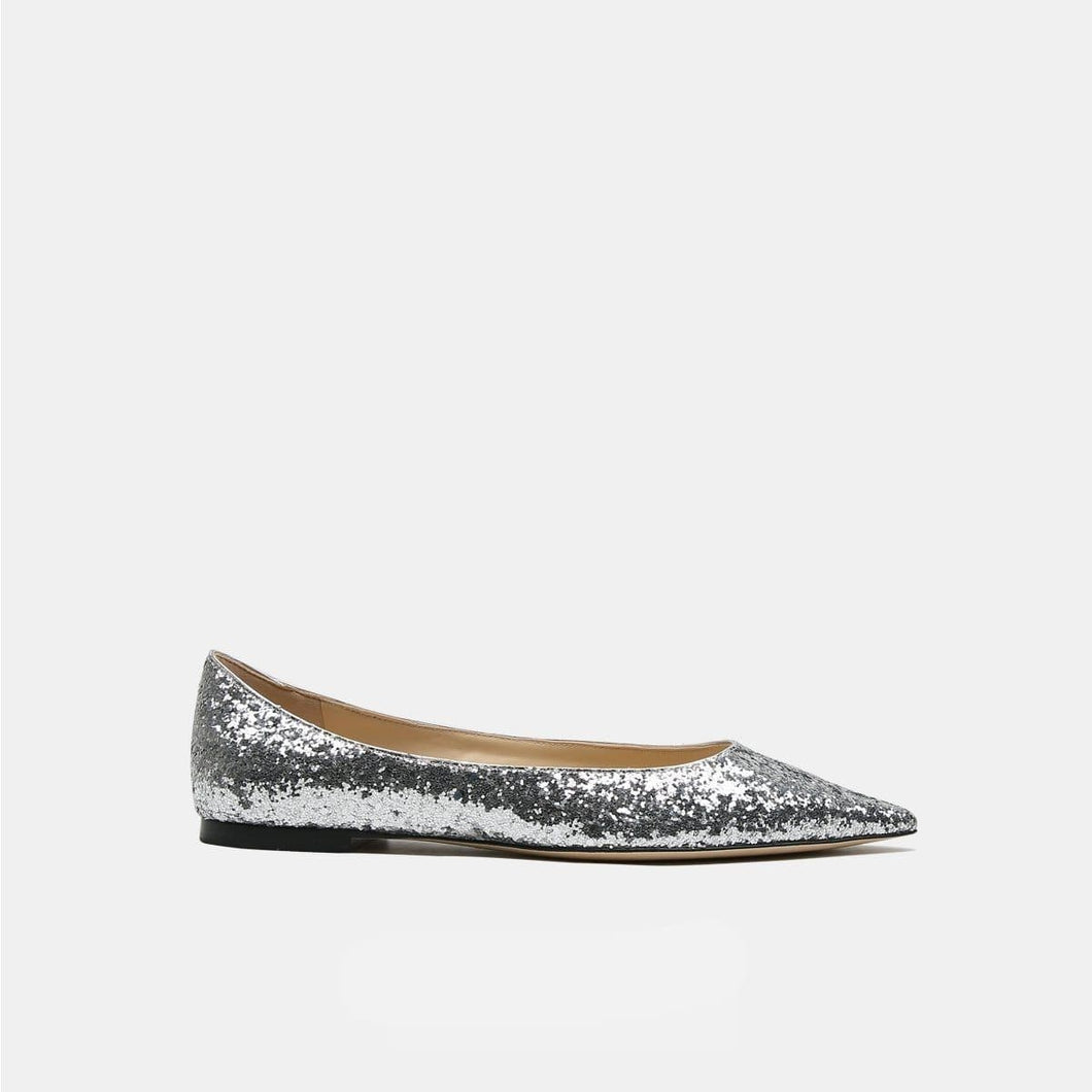 Glittered point-toe flats WOMEN SHOES UKKU Studio 34 Silver 