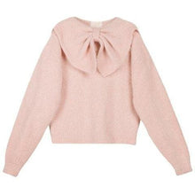Load image into Gallery viewer, Hairy Knit pink alpaca blend bow sweater Women Clothing ByTiMo XS 
