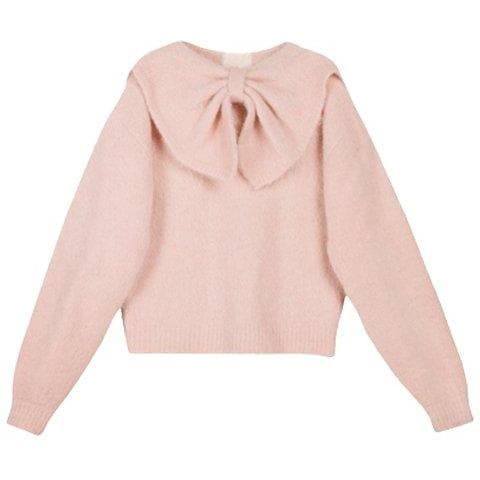 Hairy Knit pink alpaca blend bow sweater Women Clothing ByTiMo XS 
