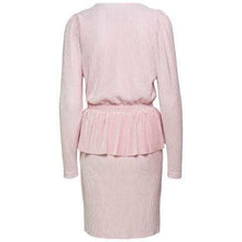 Load image into Gallery viewer, Heather pink pleated velour peplum dress Women Clothing Designers Remix 
