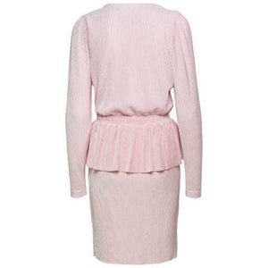 Heather pink pleated velour peplum dress Women Clothing Designers Remix 