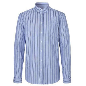 Hunter Blue Stripe Cotton Shirt Men Clothing Libertine-Libertine 