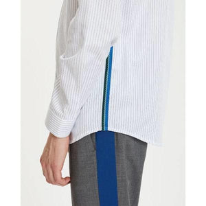 Hunter White-Blue Ribbon Cotton Shirt Men Clothing Libertine-Libertine 