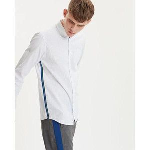 Hunter White-Blue Ribbon Cotton Shirt Men Clothing Libertine-Libertine 